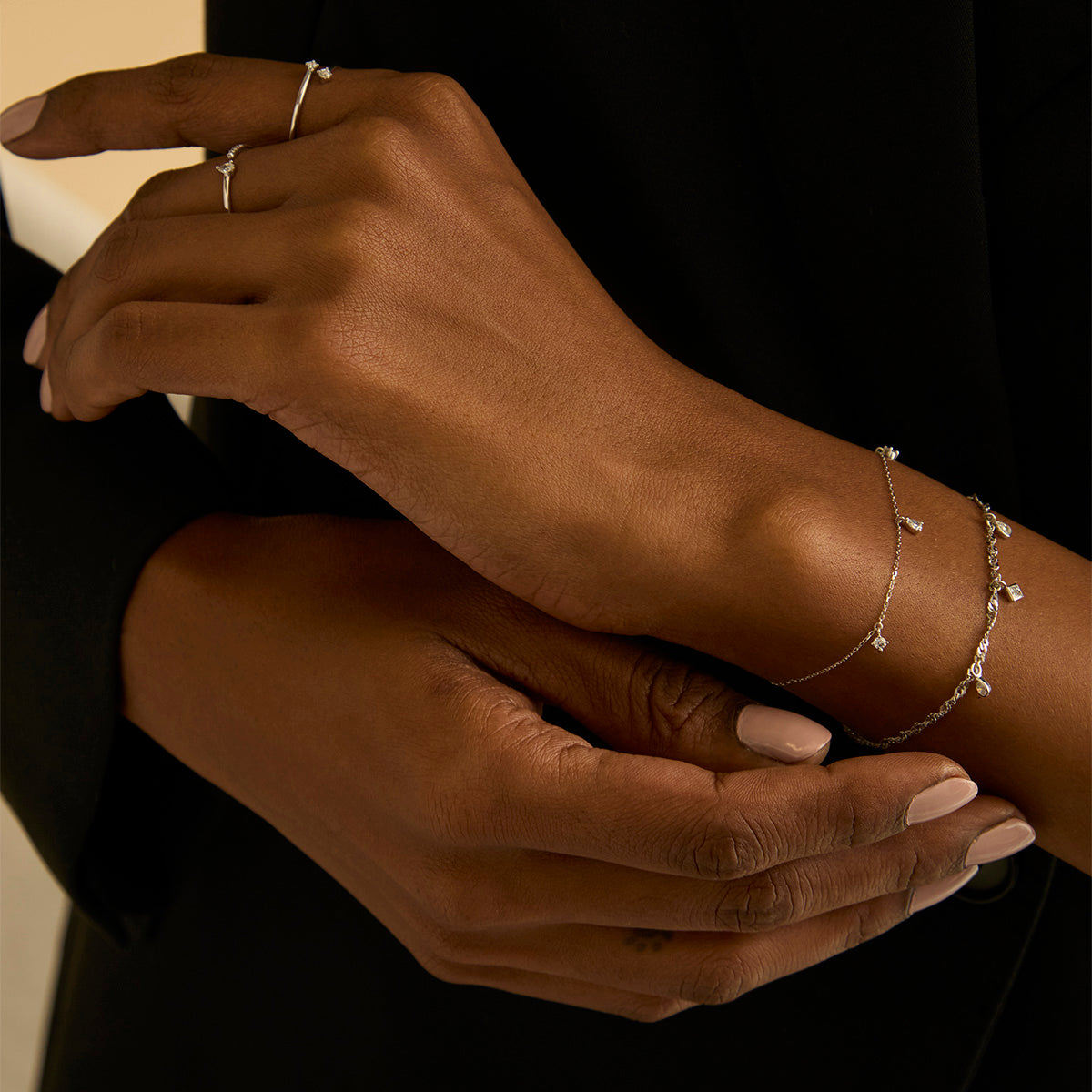 Bracelets - Diamond Charm Bracelet in Solid White Gold - Charm Bracelets - Astrid &amp; Miyu