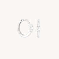 Earrings - Diamond Trilogy Hoops in Solid White Gold - Hoop Earrings - Astrid &amp; Miyu