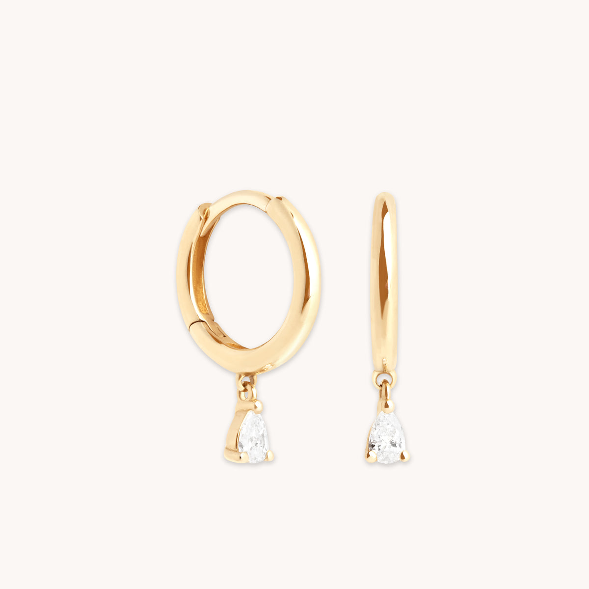 Earrings - Diamond Charm Huggies in Solid Gold - Huggies - Astrid &amp; Miyu