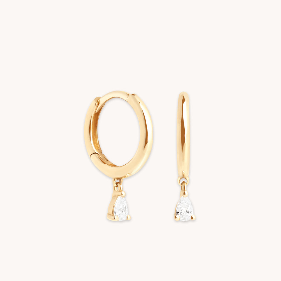 Earrings - Diamond Charm Huggies in Solid Gold - Huggies - Astrid &amp; Miyu