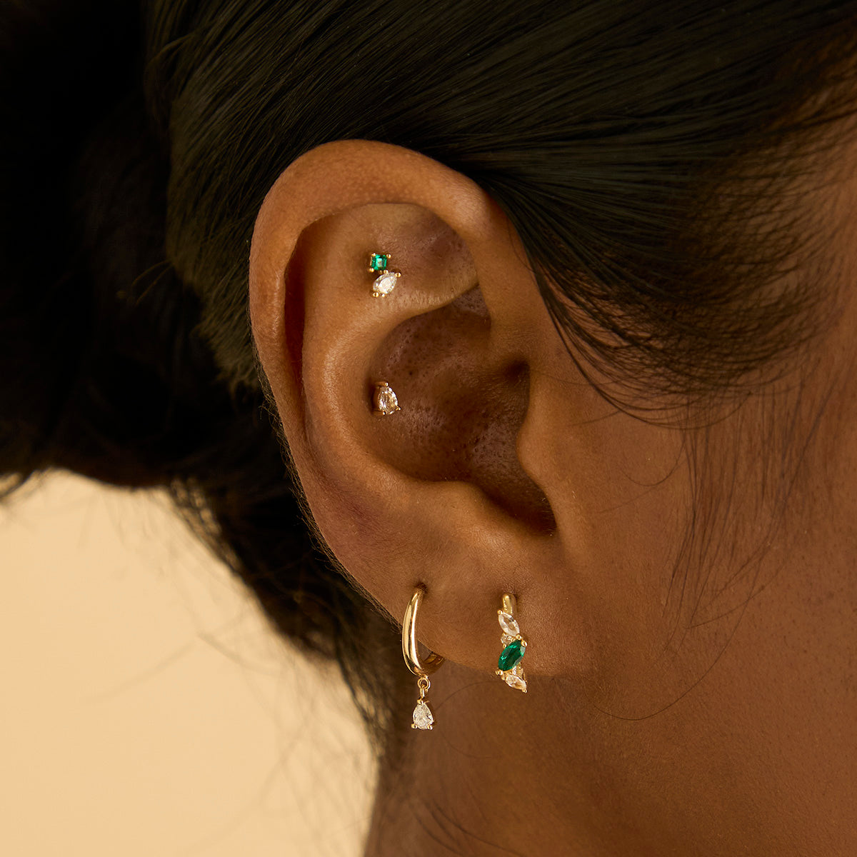 Earrings - Diamond Charm Huggies in Solid Gold - Huggies - Astrid &amp; Miyu