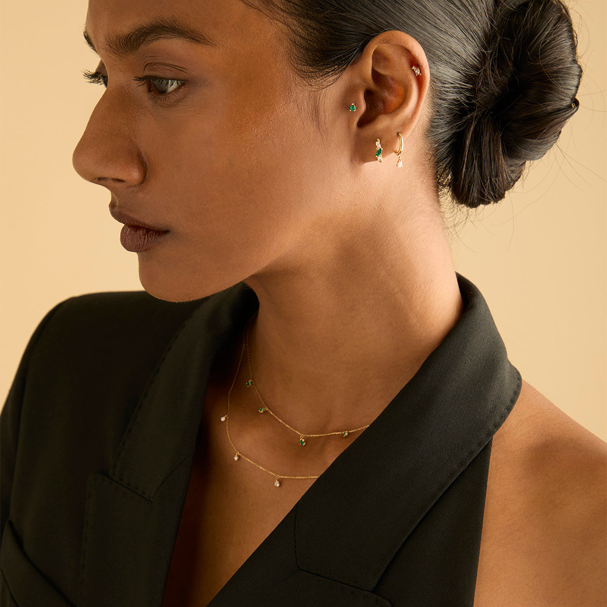Earrings - Diamond Charm Huggies in Solid Gold - Huggies - Astrid &amp; Miyu