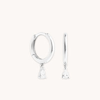 Earrings - Diamond Charm Huggies in Solid White Gold - Huggies - Astrid &amp; Miyu