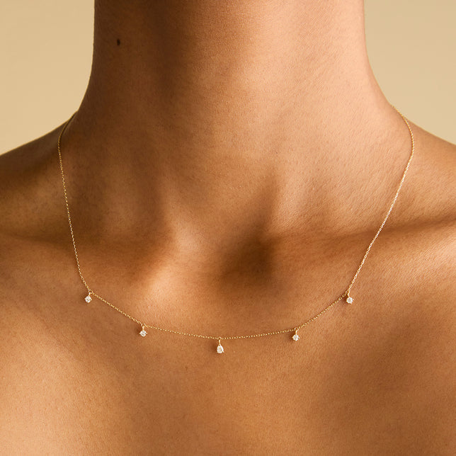 Charm Necklaces - Diamond Charm Necklace in Solid Gold - Charm Necklaces - Astrid &amp; Miyu