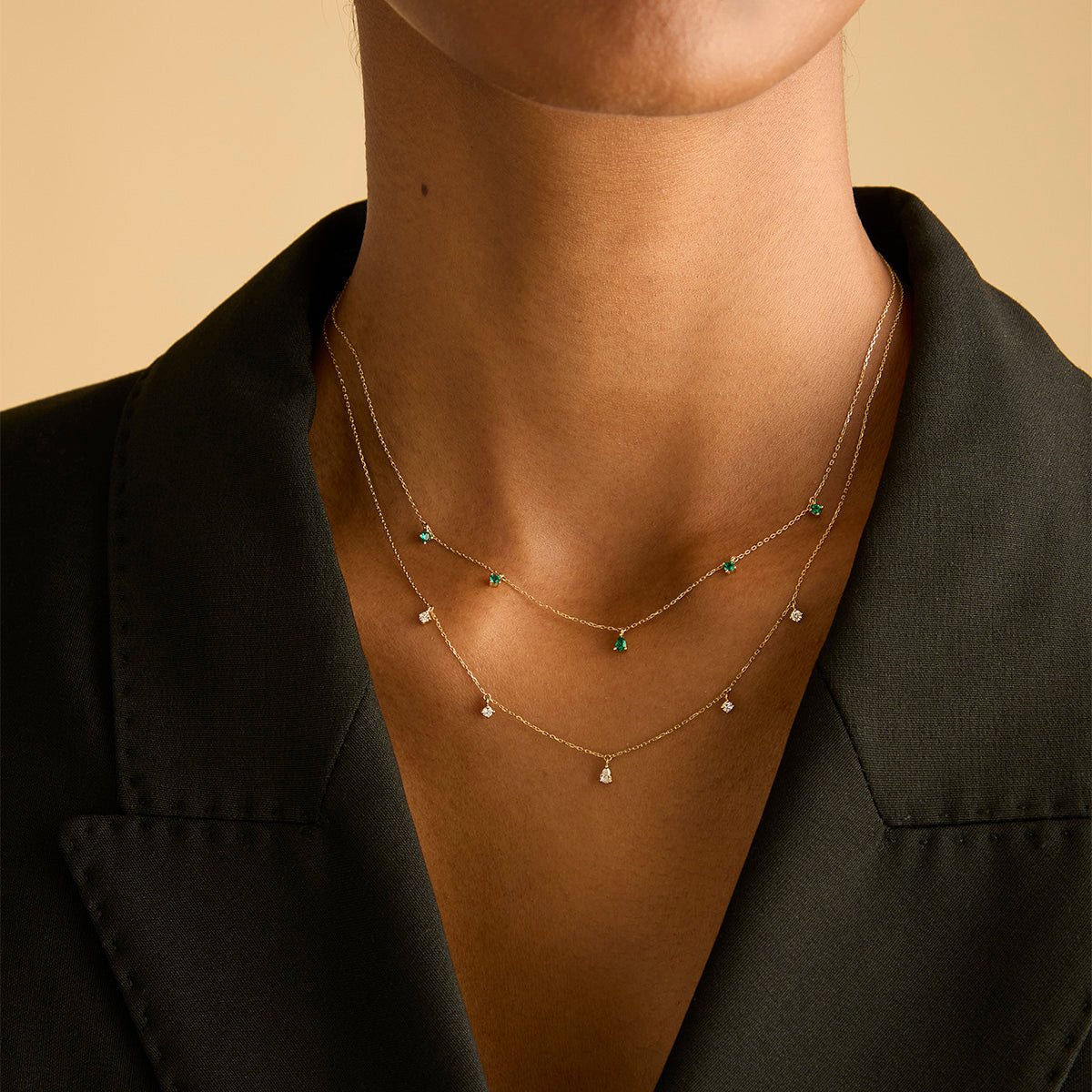 Charm Necklaces - Diamond Charm Necklace in Solid Gold - Charm Necklaces - Astrid &amp; Miyu