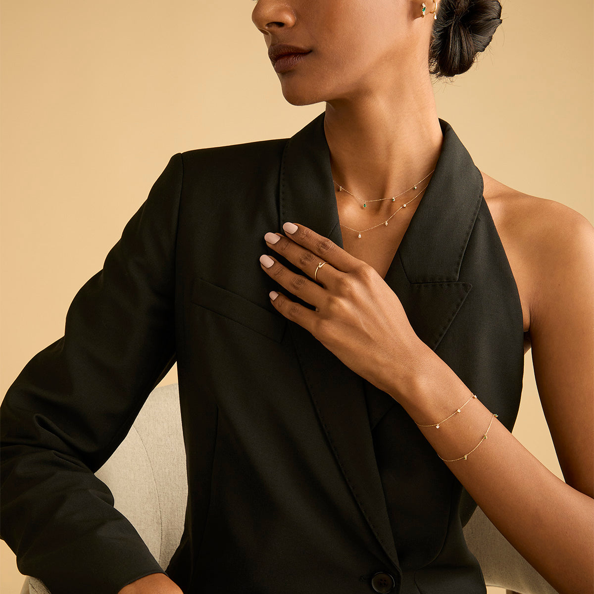 Charm Necklaces - Diamond Charm Necklace in Solid Gold - Charm Necklaces - Astrid &amp; Miyu