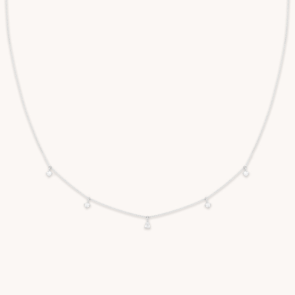 Charm Necklaces - Diamond Charm Necklace in Solid White Gold - Charm Necklaces - Astrid &amp; Miyu