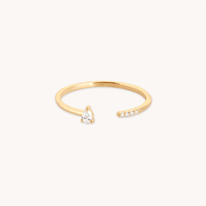Lab-Grown Diamonds - Diamond Pear Open Ring in Solid Gold - Open Rings - Astrid &amp; Miyu