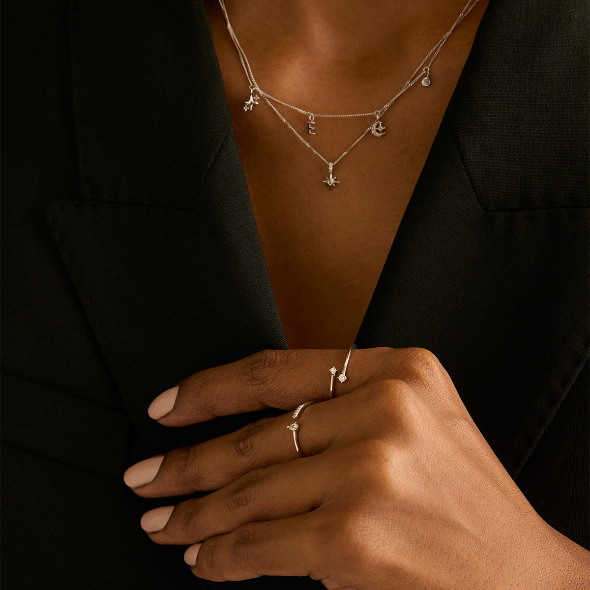 Lab-Grown Diamonds - Diamond Pear Open Ring in Solid White Gold - Open Rings - Astrid &amp; Miyu