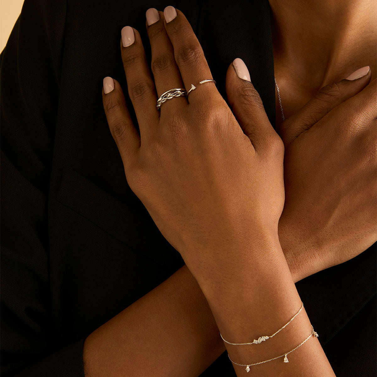 Lab-Grown Diamonds - Diamond Pear Open Ring in Solid White Gold - Open Rings - Astrid &amp; Miyu