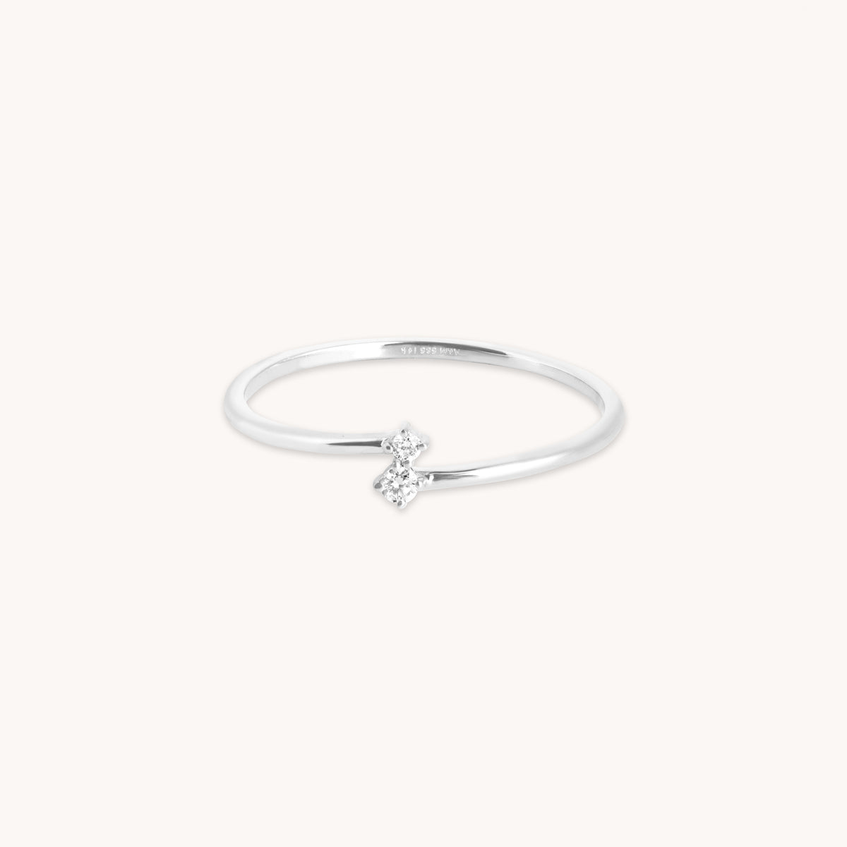 Lab-Grown Diamonds - Diamond Duo Open Ring in Solid White Gold - Open Rings - Astrid &amp; Miyu