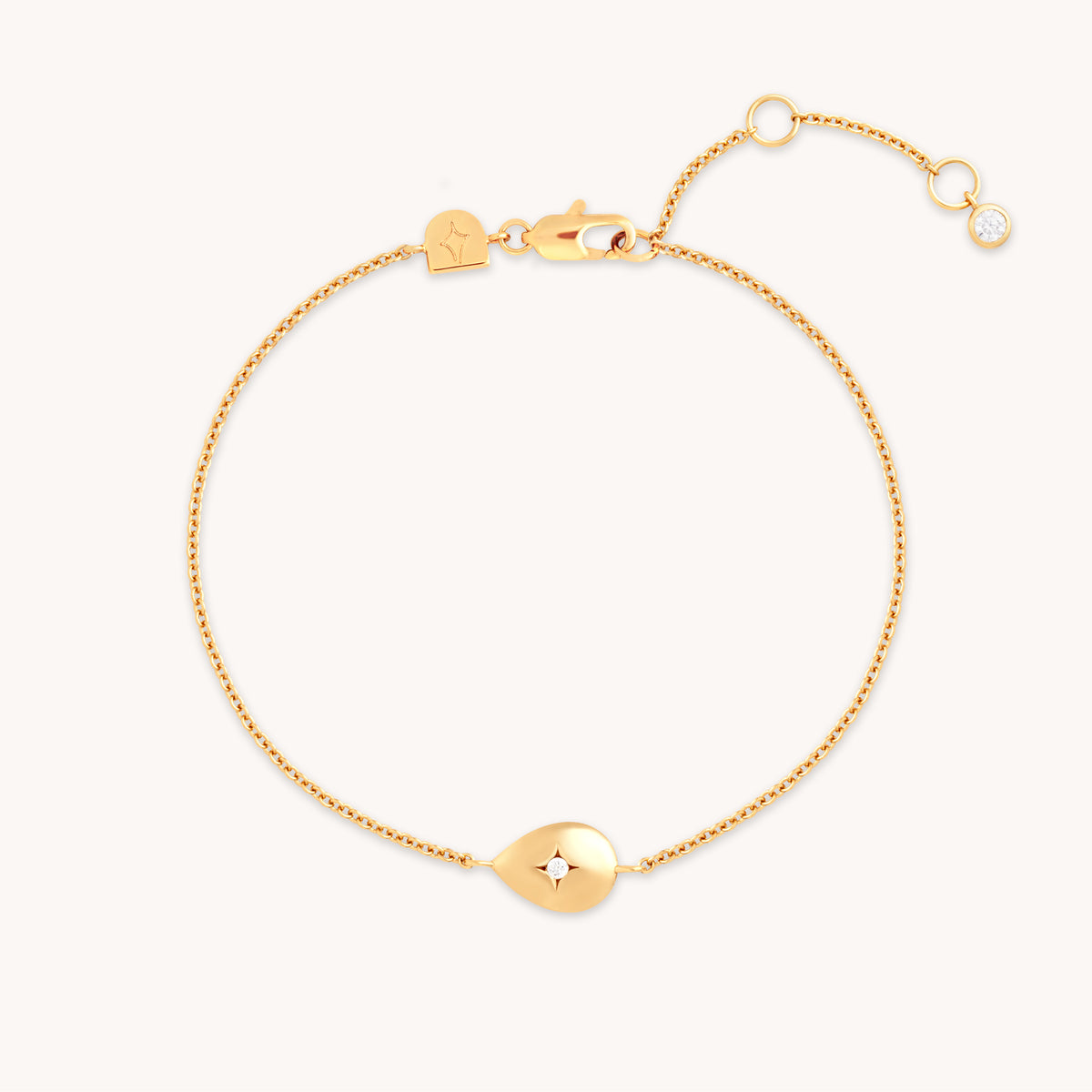 18k Gold Plated Jewellery - Pear Charm Bracelet in Gold - Charm Bracelet - Astrid &amp; Miyu