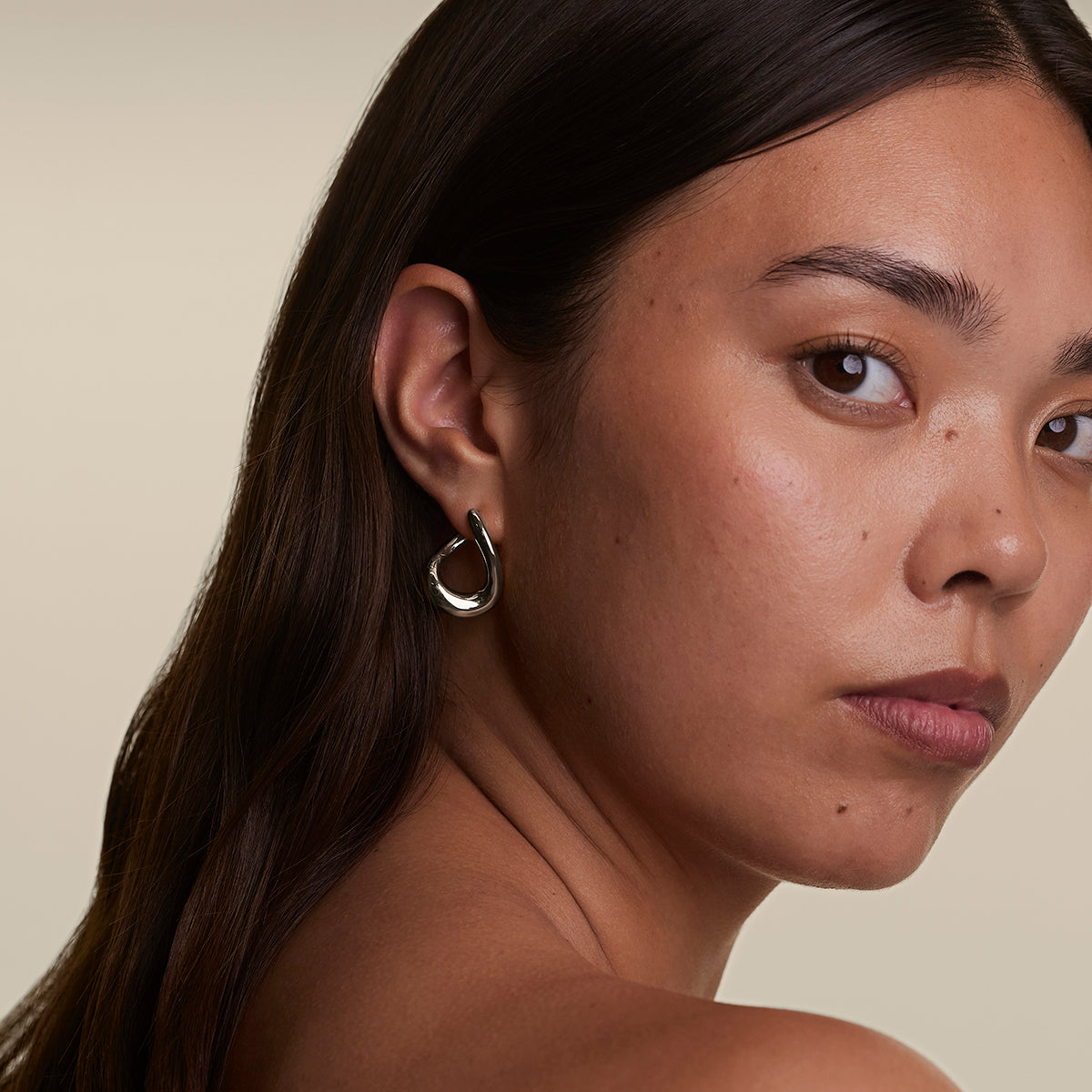 Molten Large Hoops in Silver-Astrid &amp; Miyu