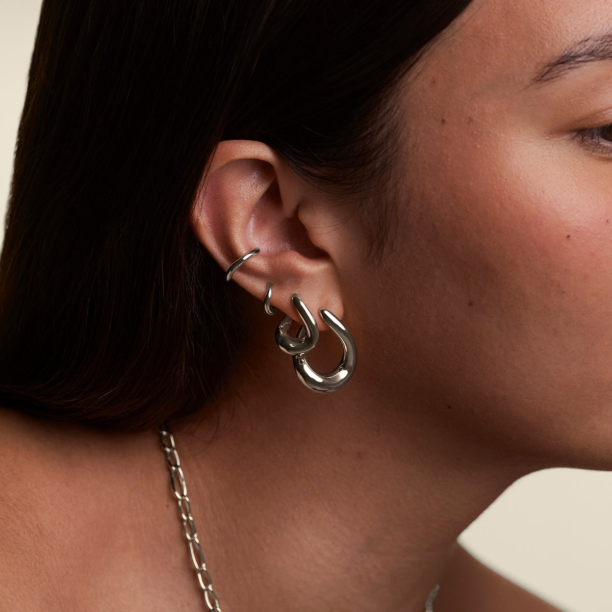 Molten Large Hoops in Silver-Astrid &amp; Miyu