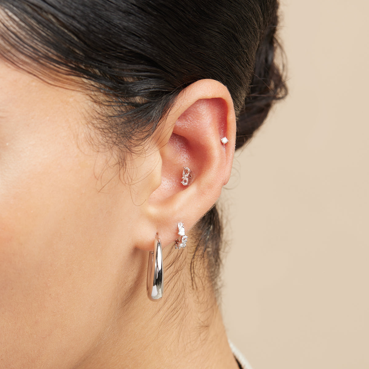 Bridal Jewellery - Crystal Pear Huggies in Silver - Huggies - Astrid &amp; Miyu