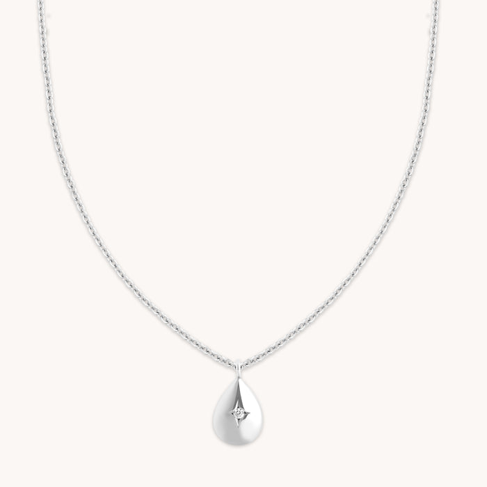 Gemstone Necklaces - Pear Pendant Necklace in Silver - Pendant Necklace - Astrid &amp; Miyu