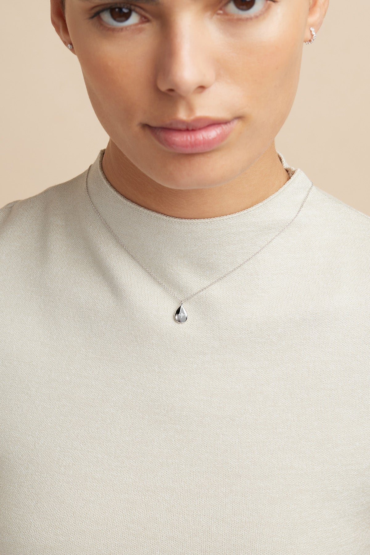 Gemstone Necklaces - Pear Pendant Necklace in Silver - Pendant Necklace - Astrid &amp; Miyu
