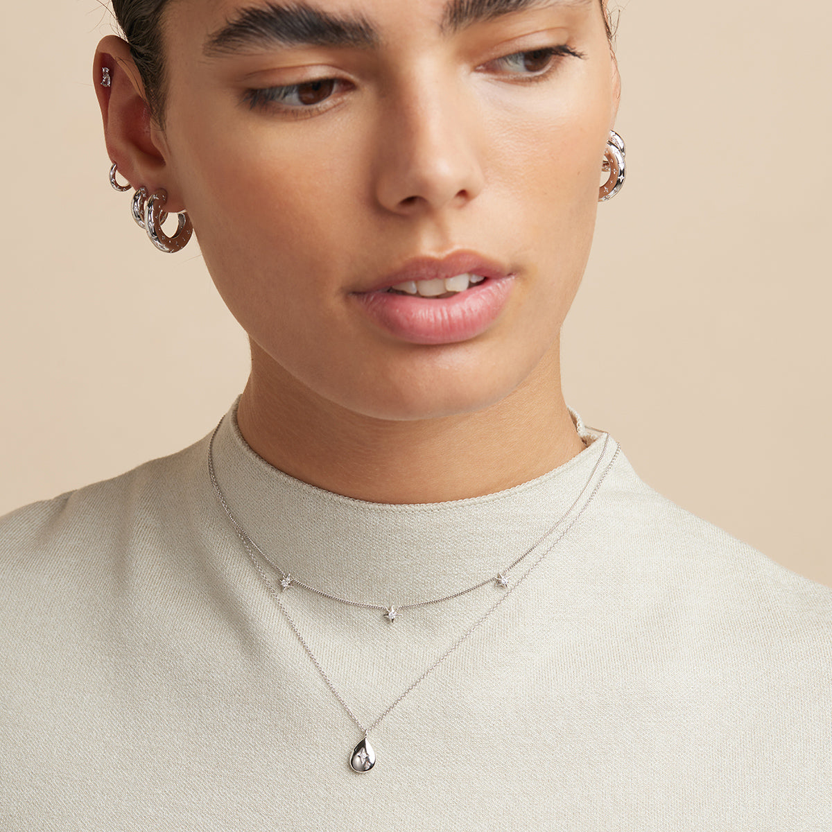 Gemstone Necklaces - Pear Pendant Necklace in Silver - Pendant Necklace - Astrid &amp; Miyu