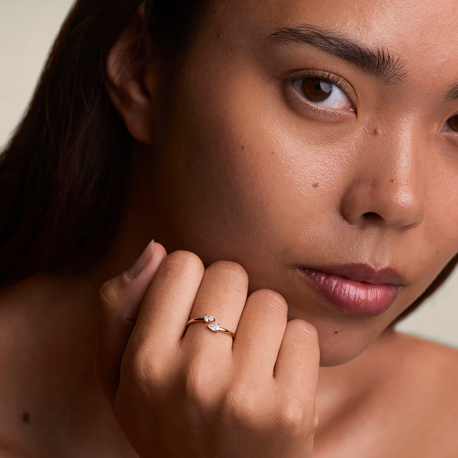 Crystal Pear Open Ring in Gold-Astrid &amp; Miyu