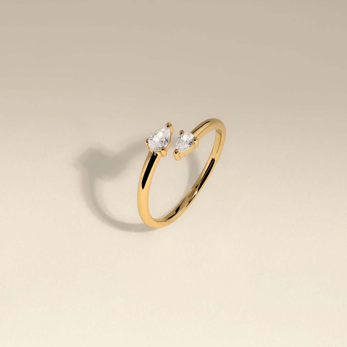 Crystal Pear Open Ring in Gold-Astrid &amp; Miyu
