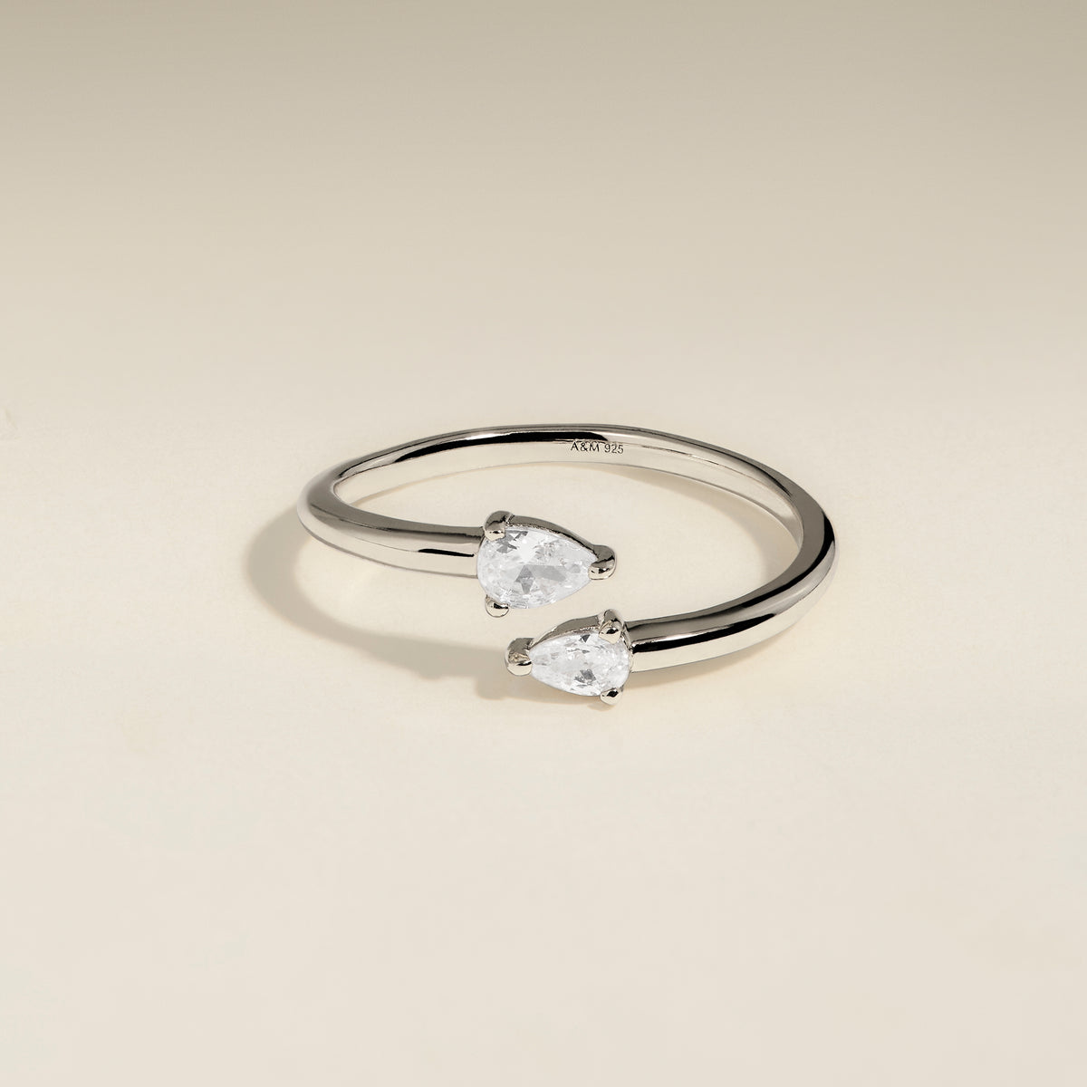 Crystal Pear Open Ring in Silver-Astrid &amp; Miyu