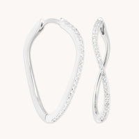 April White Topaz - Infinite Topaz Pavé Hoops in Solid White Gold - Hoop Earrings - Astrid &amp; Miyu
