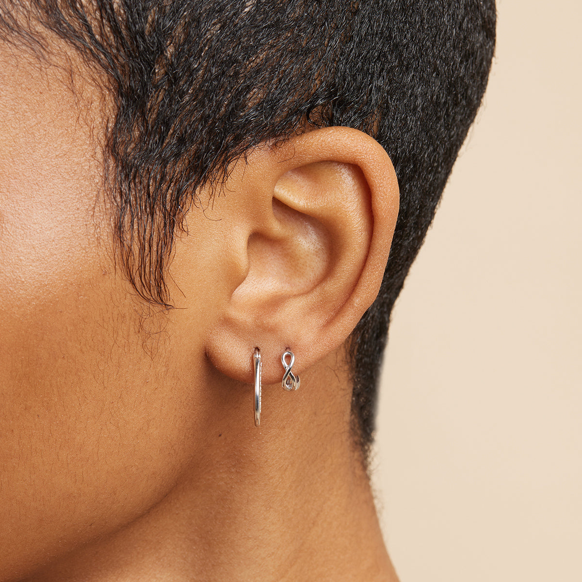 Earrings - Infinite Huggies in Solid White Gold - Huggies - Astrid &amp; Miyu