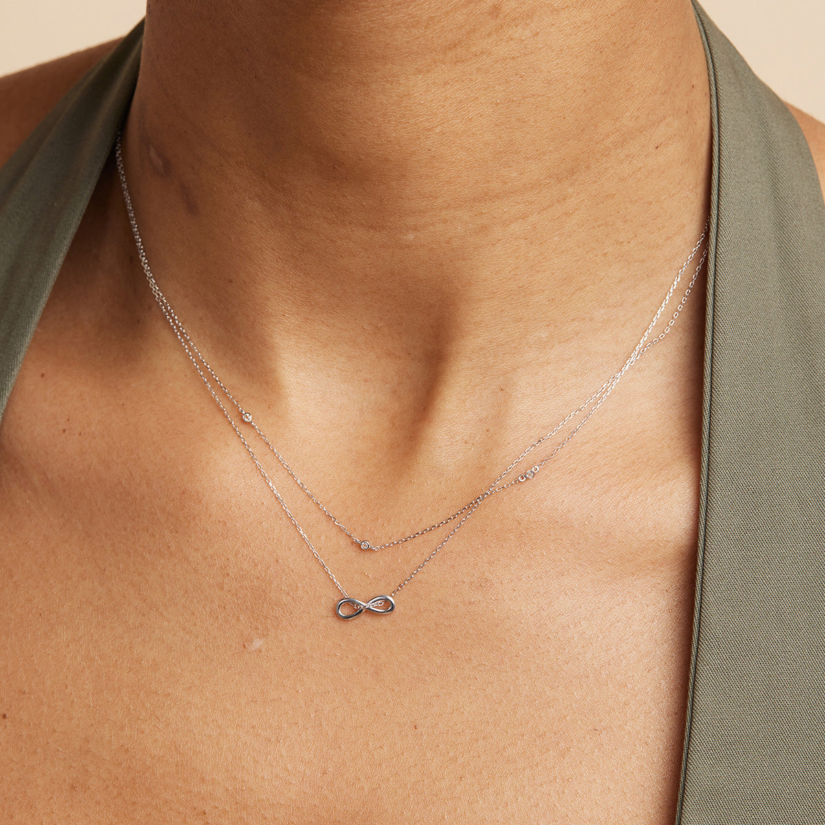 Bridal Jewellery - Infinite Pendant Necklace in Solid White Gold - Pendant Necklace - Astrid &amp; Miyu