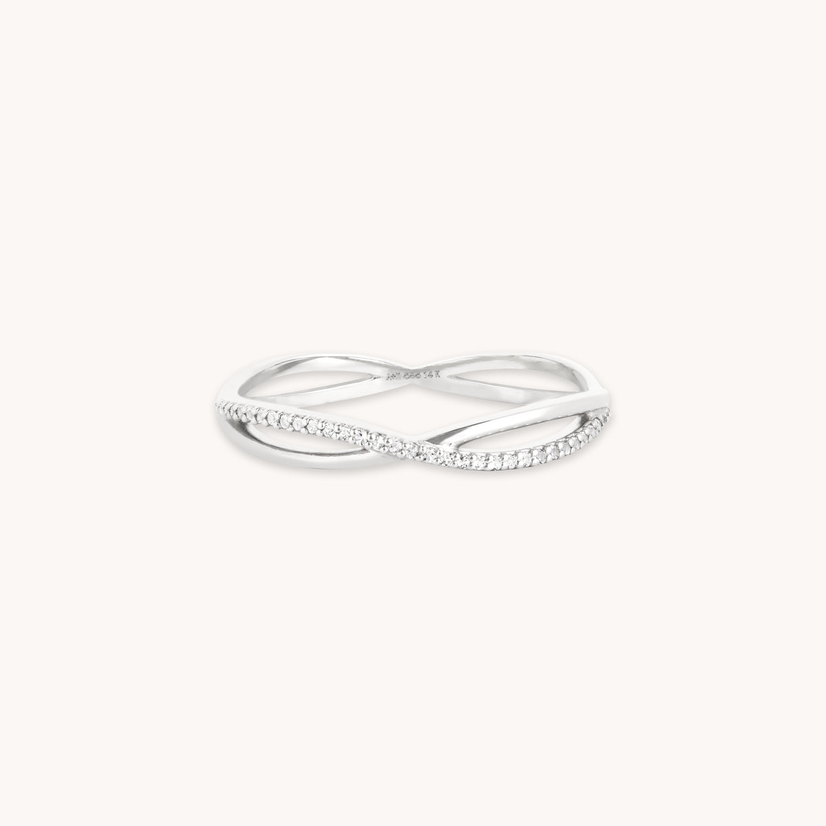 April White Topaz - Infinite Topaz Pavé Ring in Solid White Gold - Band Ring - Astrid &amp; Miyu