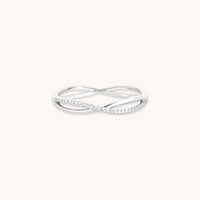 April White Topaz - Infinite Topaz Pavé Ring in Solid White Gold - Band Ring - Astrid &amp; Miyu
