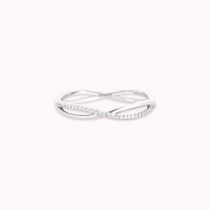 April White Topaz - Infinite Topaz Pavé Ring in Solid White Gold - Band Ring - Astrid &amp; Miyu