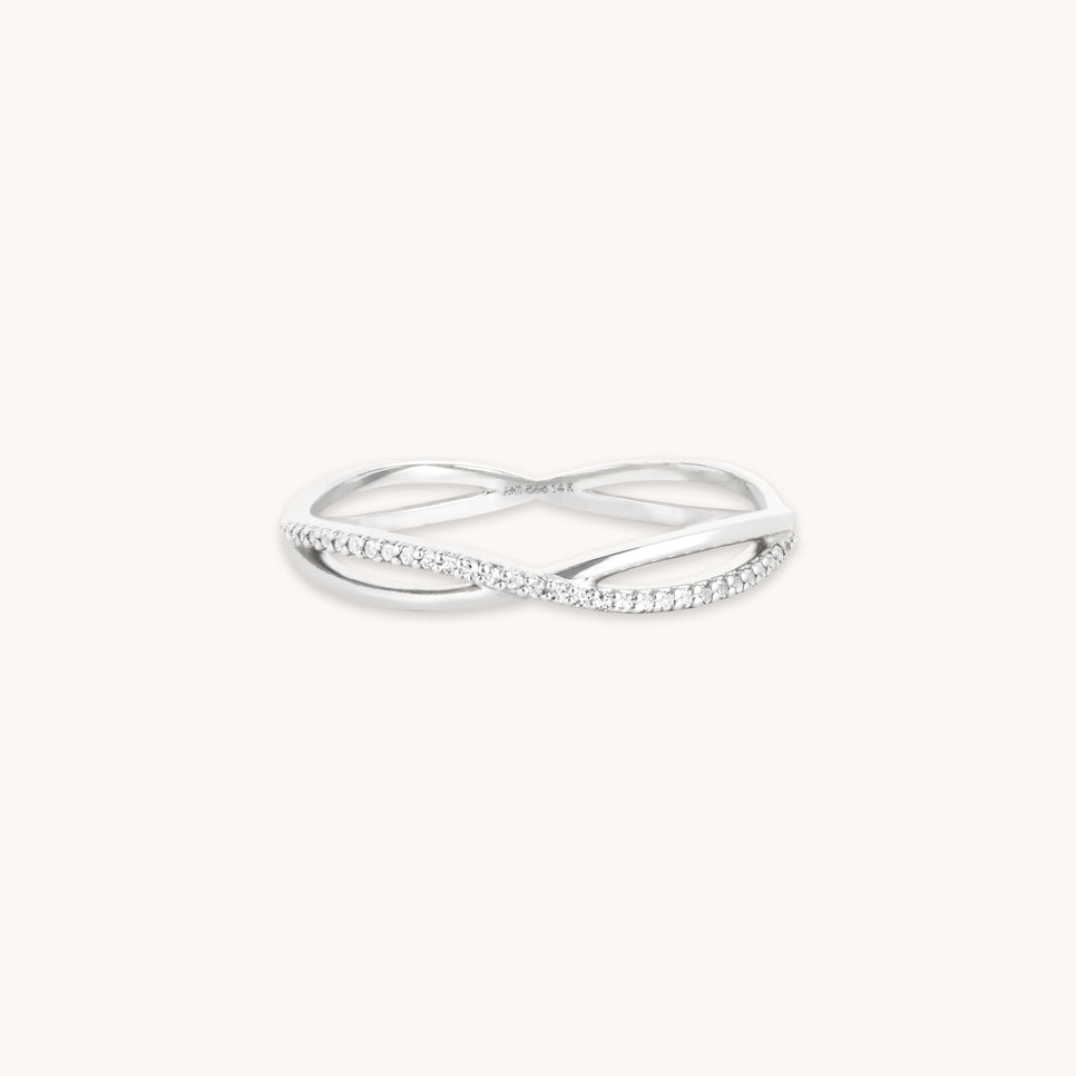 April White Topaz - Infinite Topaz Pavé Ring in Solid White Gold - Band Ring - Astrid &amp; Miyu