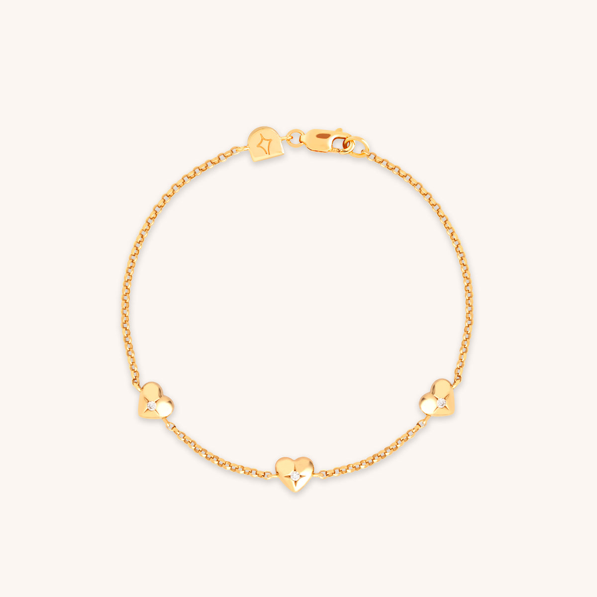 18k Gold Plated Jewellery - Heart Charm Bracelet in Gold - Charm Bracelets - Astrid &amp; Miyu