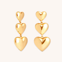 18k Gold Plated Jewellery - Heart Drop Stud Earrings in Gold - Stud Earrings - Astrid &amp; Miyu