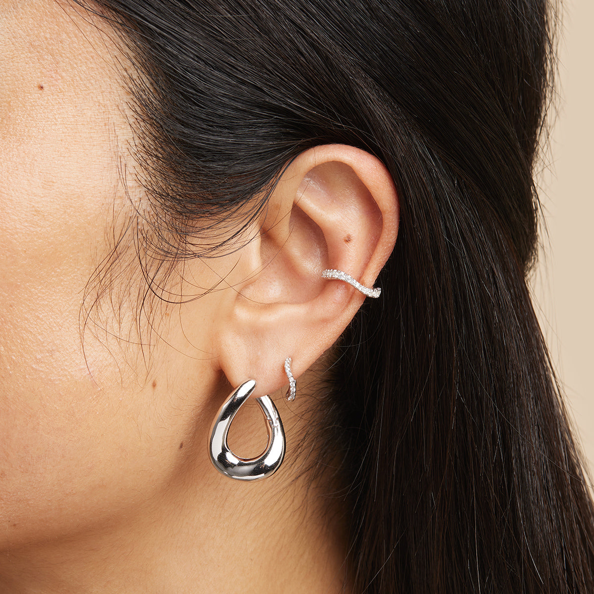 Earrings - Molten Large Hoops in Silver - Hoop Earrings - Astrid &amp; Miyu