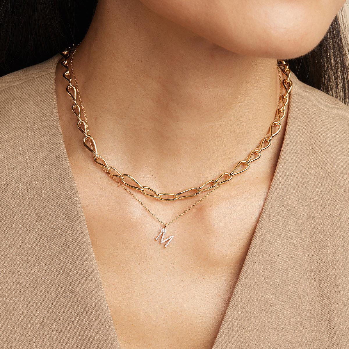 18k Gold Plated Jewellery - Infinite Chain Necklace in Gold - Chain Necklaces - Astrid &amp; Miyu