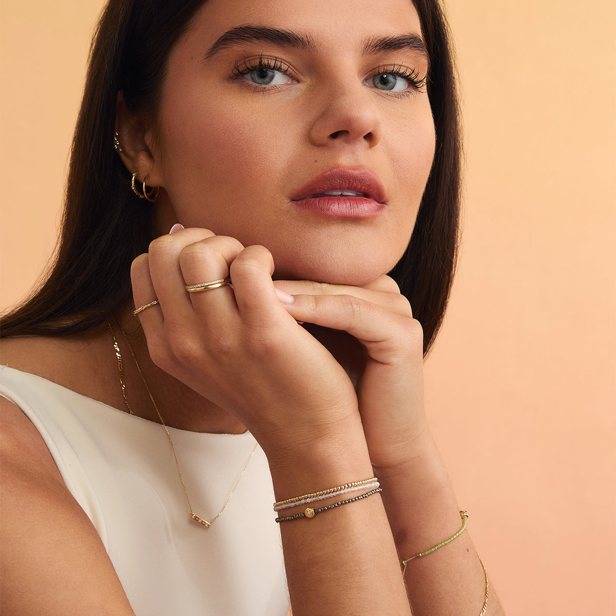 Bracelets - Ironstone Gemstone Bracelet in 9k Gold - Beaded Bracelet - Astrid &amp; Miyu