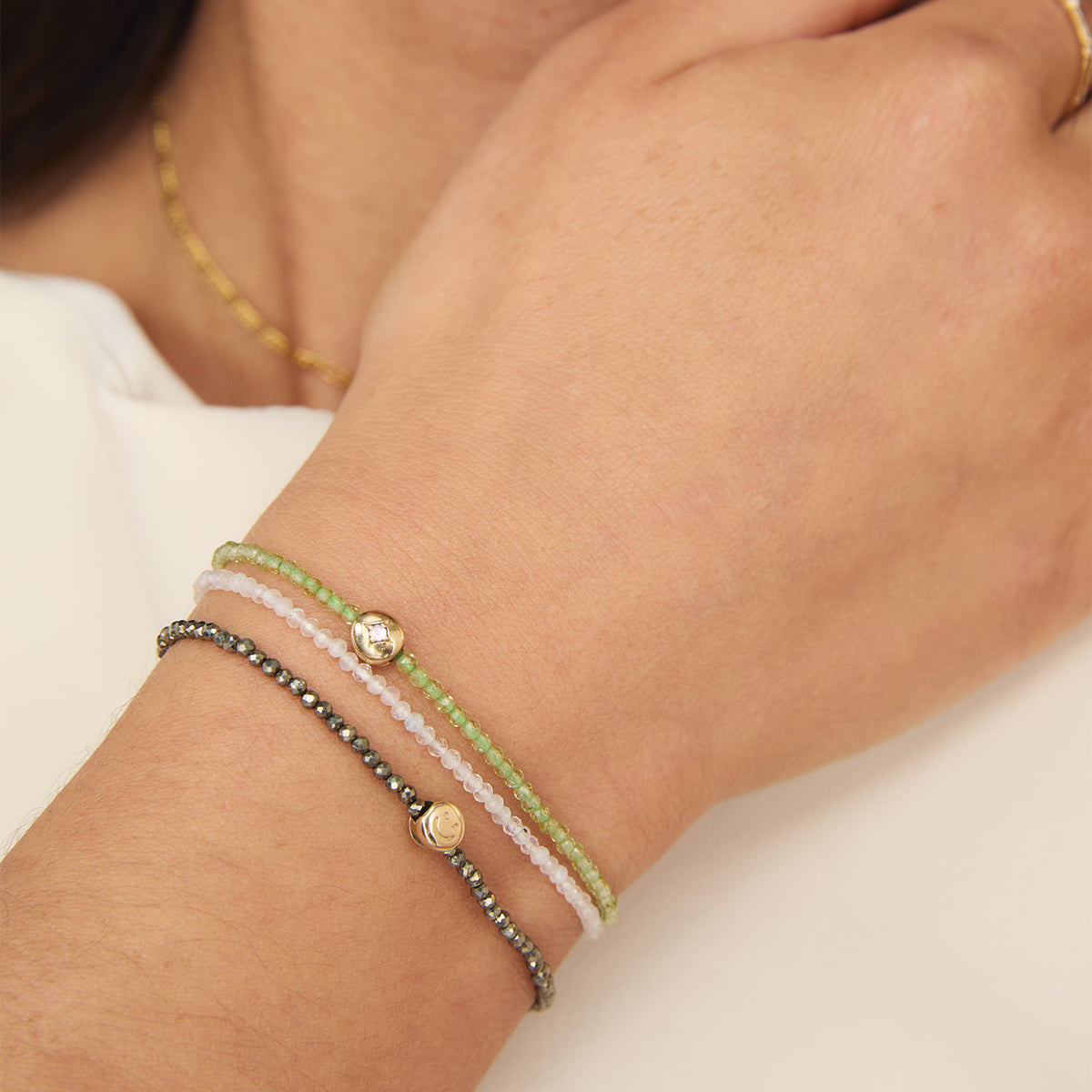 Beaded Jewellery - Moonstone Gemstone Bracelet in 9k Gold - Beaded Bracelet - Astrid &amp; Miyu