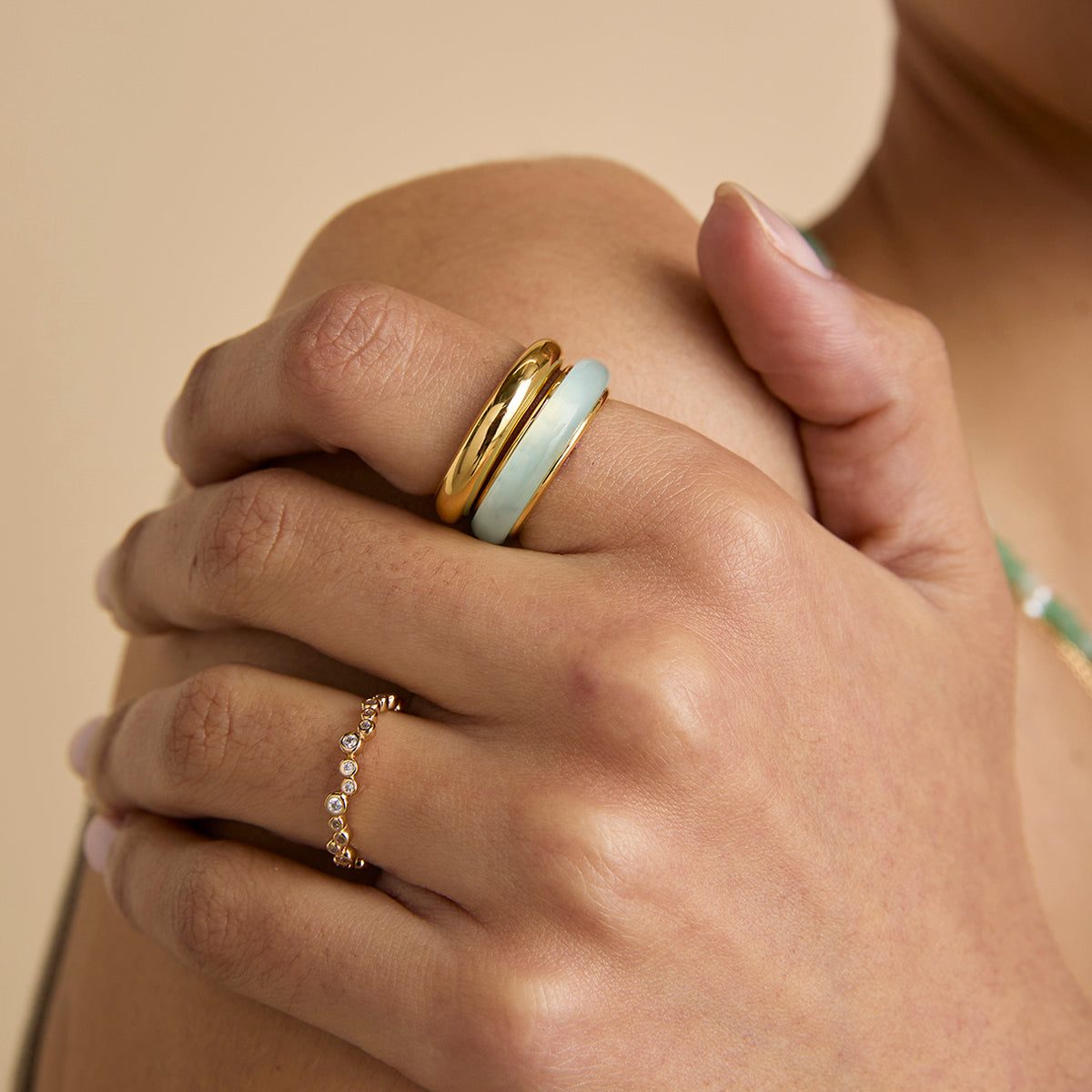 18k Gold Plated Jewellery - Bold Stacking Ring in Gold - Rings - Astrid &amp; Miyu