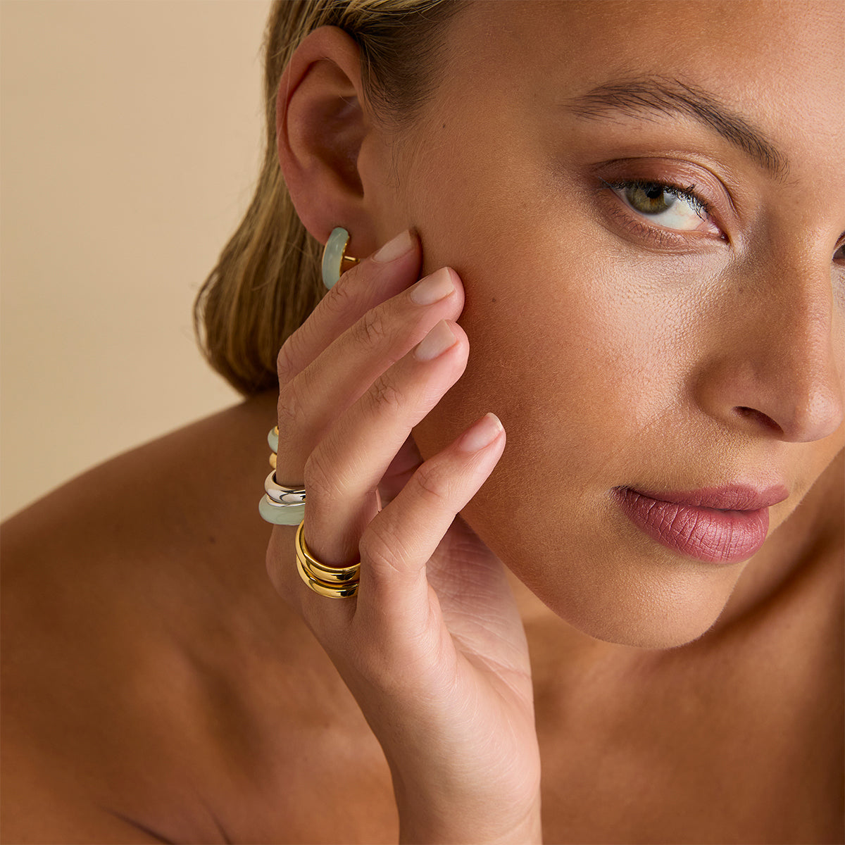 18k Gold Plated Jewellery - Bold Stacking Ring in Gold - Rings - Astrid &amp; Miyu