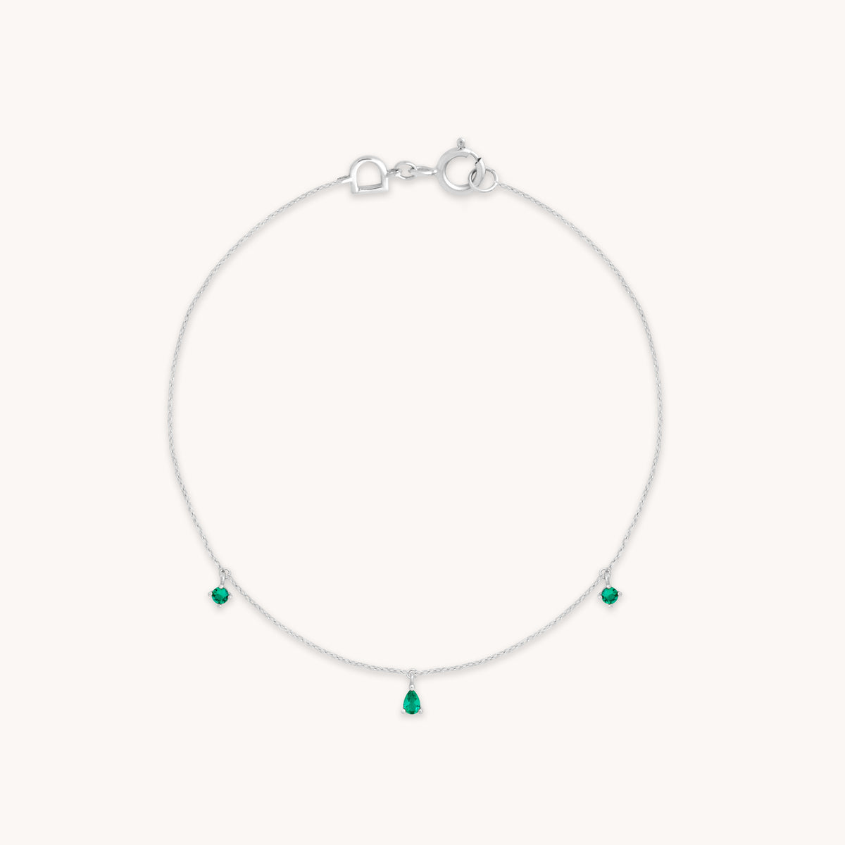 Bracelets - Emerald Charm Bracelet in Solid White Gold - Charm Bracelets - Astrid &amp; Miyu