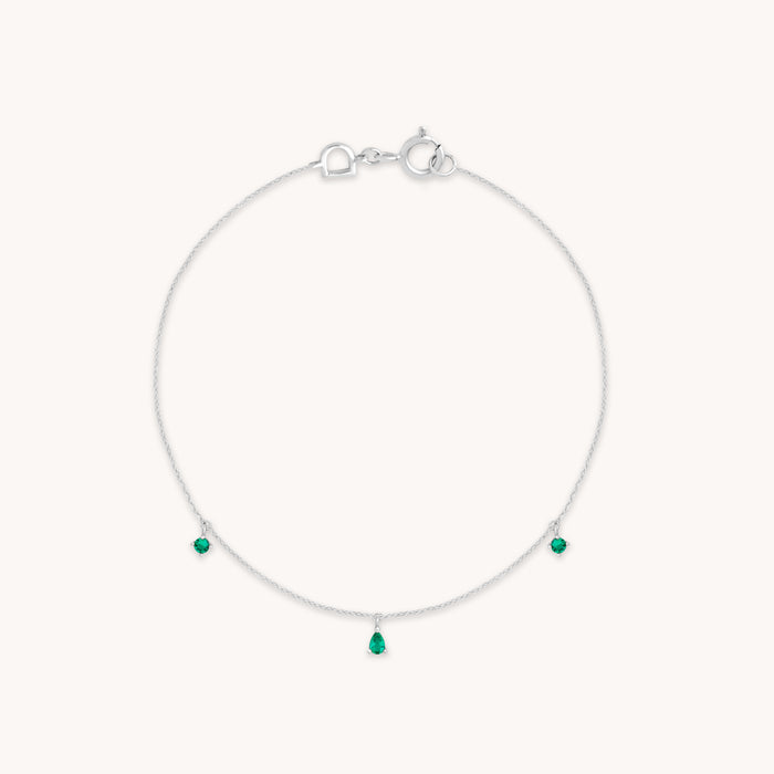 Bracelets - Emerald Charm Bracelet in Solid White Gold - Charm Bracelets - Astrid &amp; Miyu