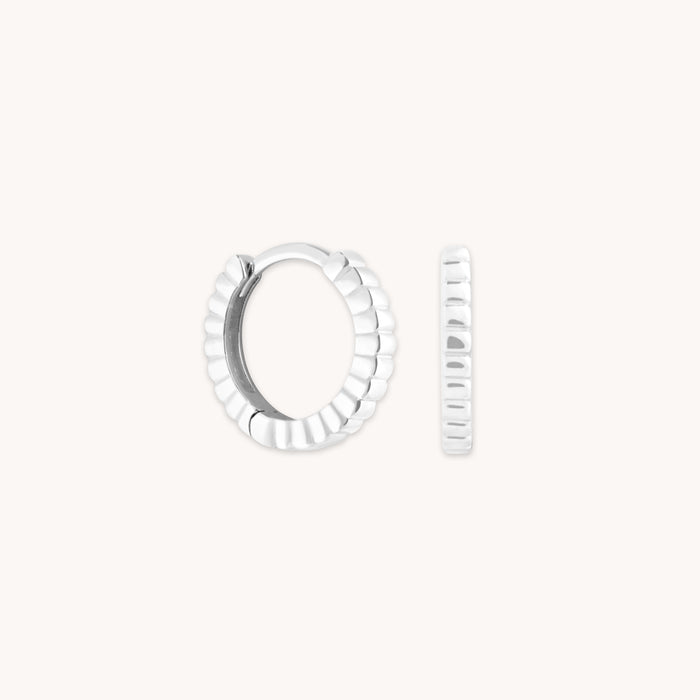 Earrings - Ridged Huggies in Solid White Gold - Huggies - Astrid &amp; Miyu