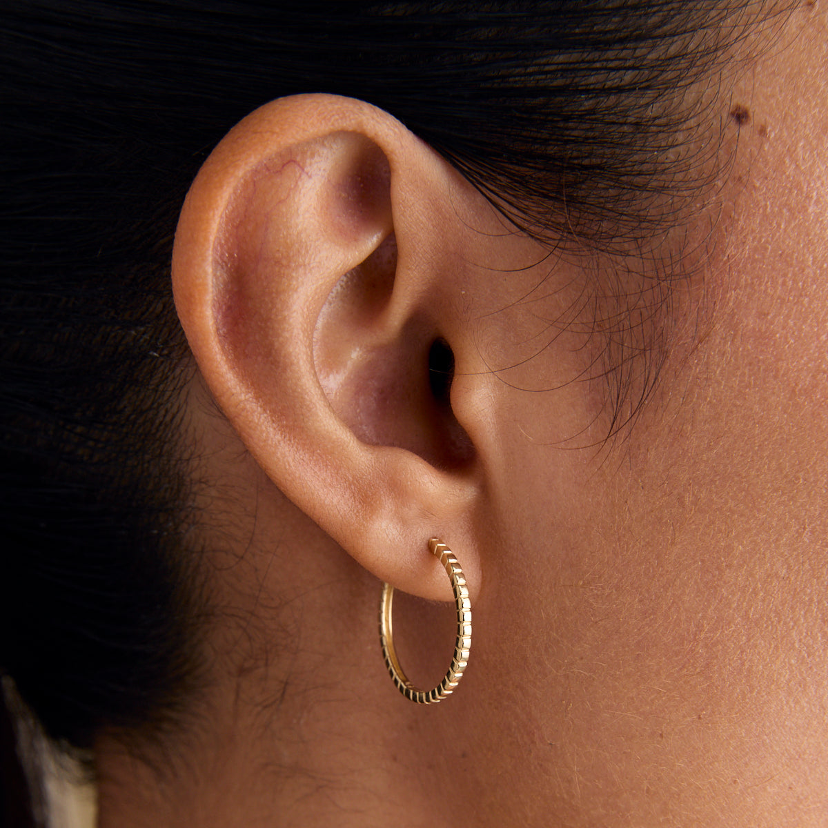 Earrings - Ridged Hoops in Solid Gold - Hoop Earrings - Astrid &amp; Miyu