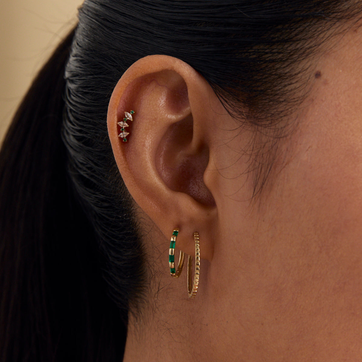 Earrings - Ridged Hoops in Solid Gold - Hoop Earrings - Astrid &amp; Miyu
