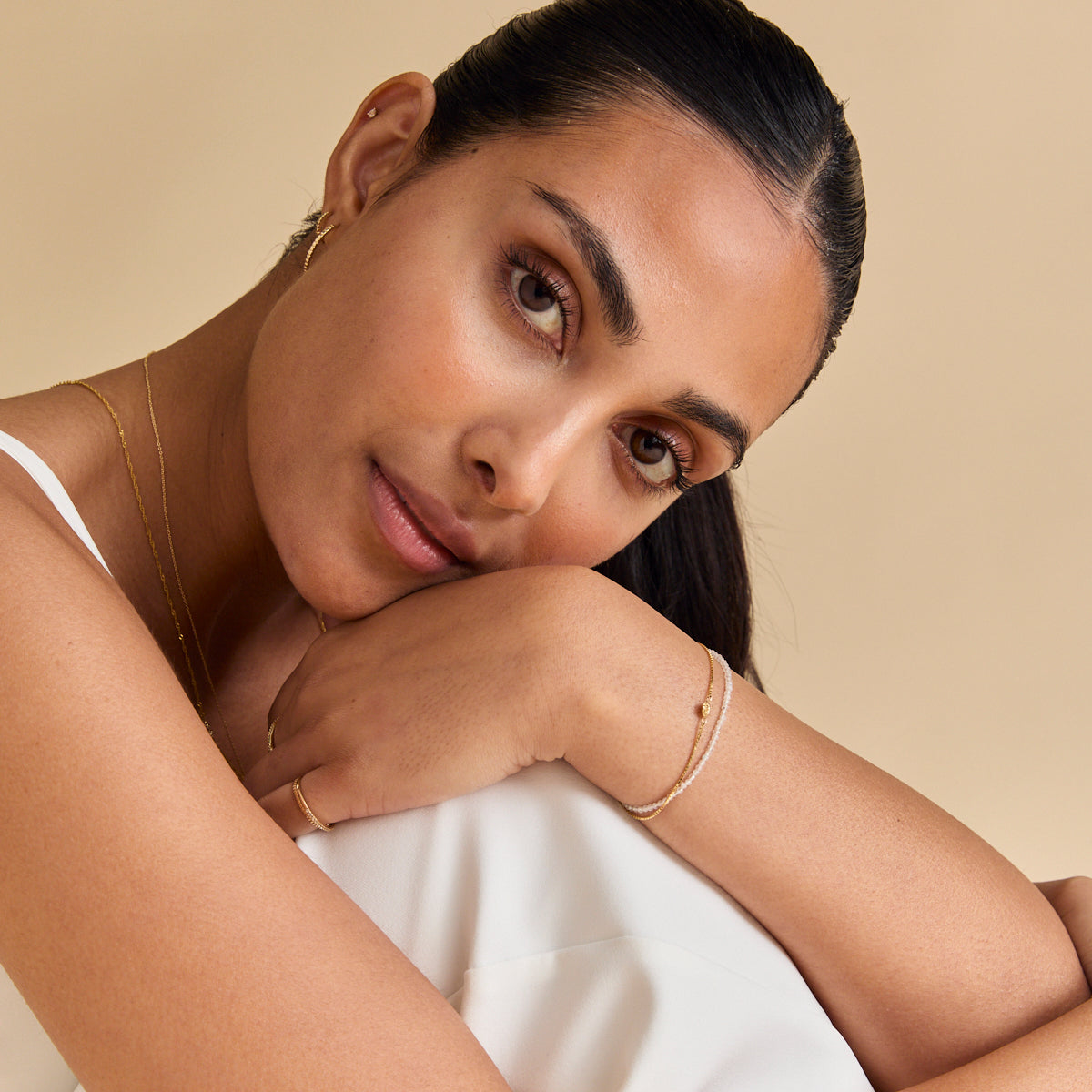 Earrings - Ridged Hoops in Solid Gold - Hoop Earrings - Astrid &amp; Miyu