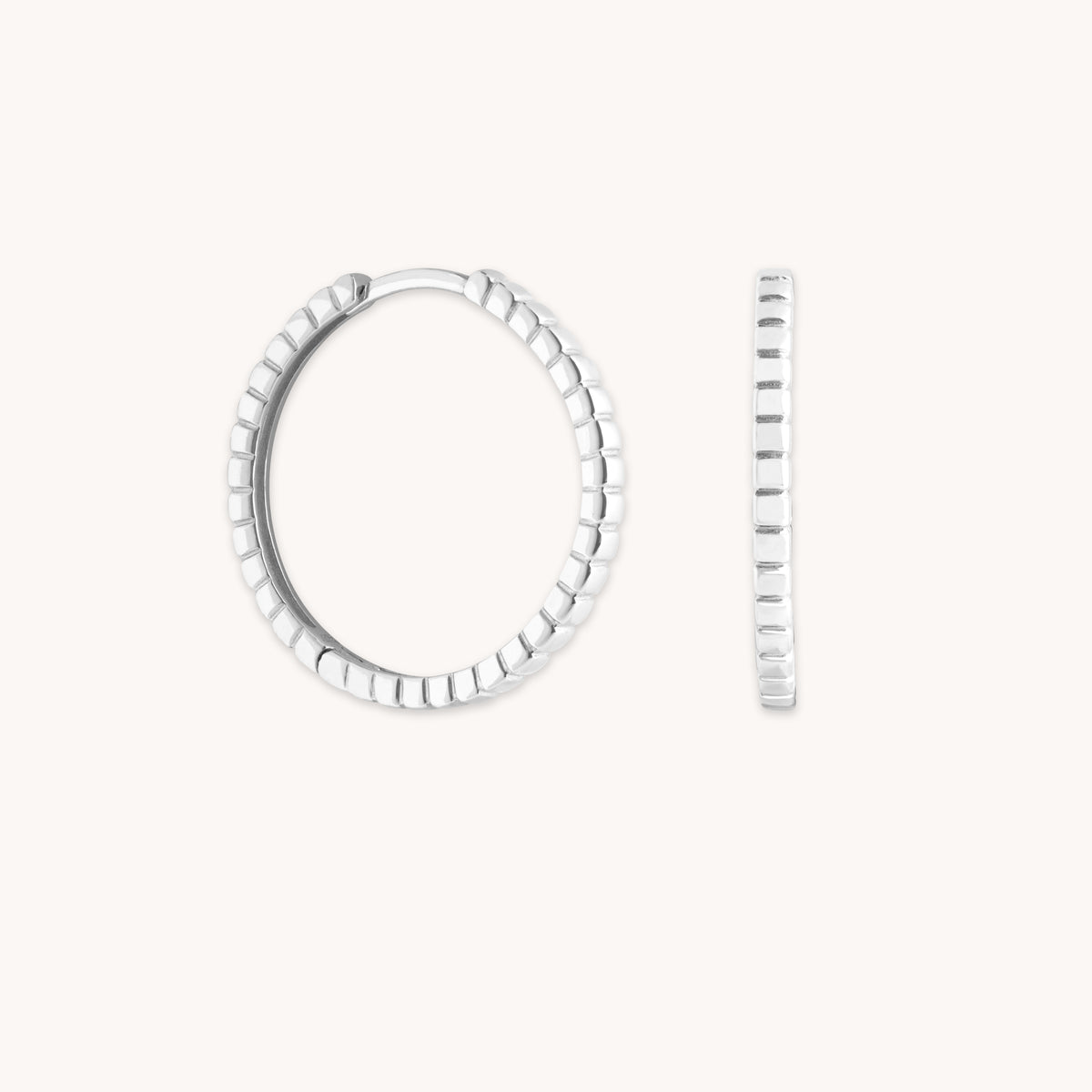 Earrings - Ridged Hoops in Solid White Gold - Hoop Earrings - Astrid &amp; Miyu