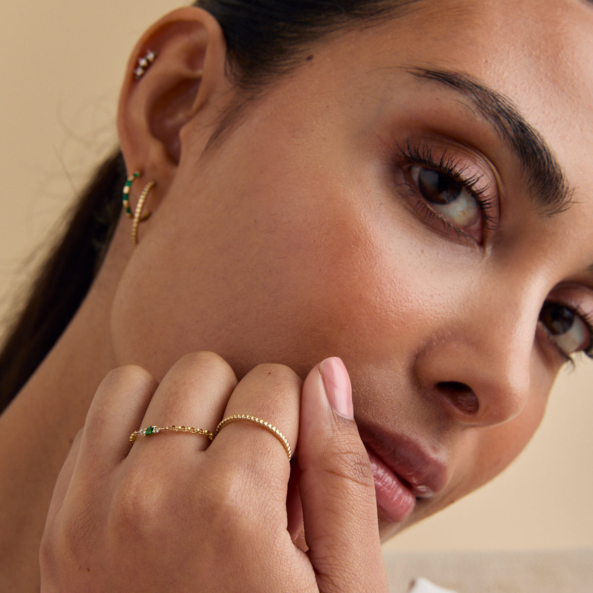 Rings - Ridged Band Ring in Solid Gold - Band Rings - Astrid &amp; Miyu