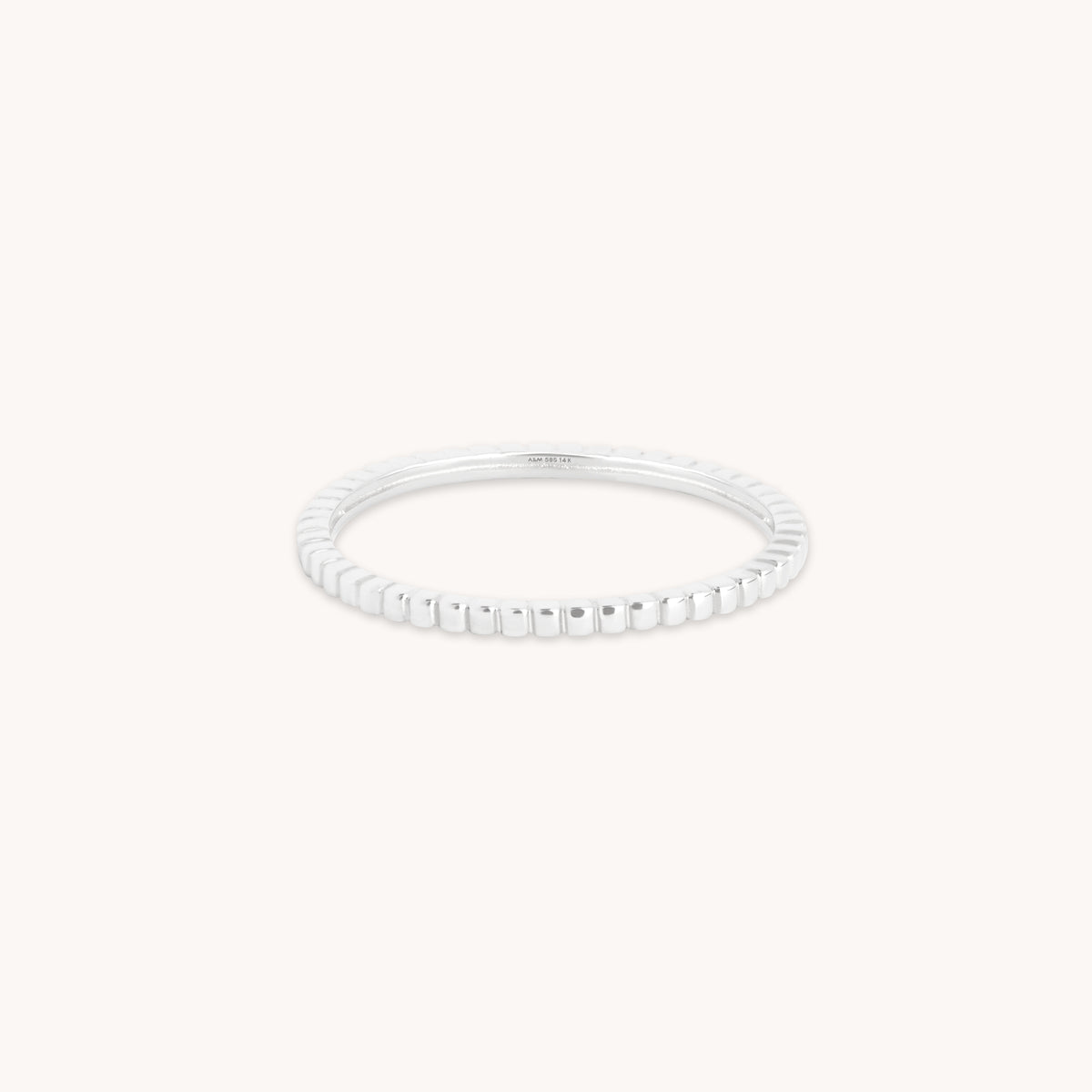 Rings - Ridged Band Ring in Solid White Gold - Band Rings - Astrid &amp; Miyu