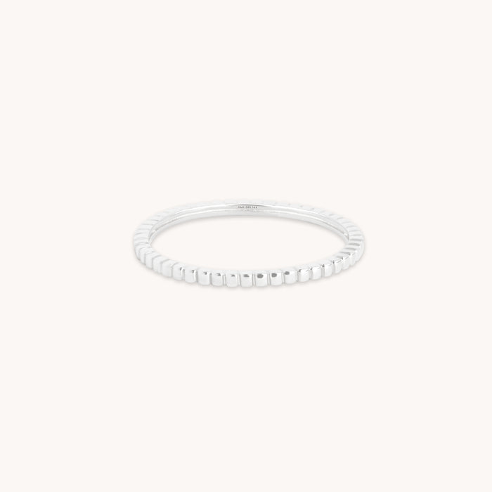 Rings - Ridged Band Ring in Solid White Gold - Band Rings - Astrid &amp; Miyu